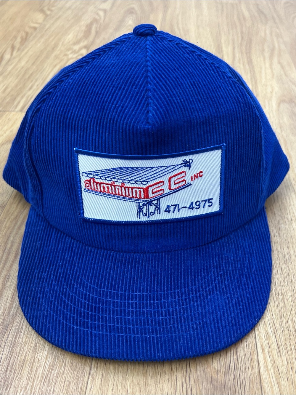 Vintage Royal Blue Corduroy Cap with Patch